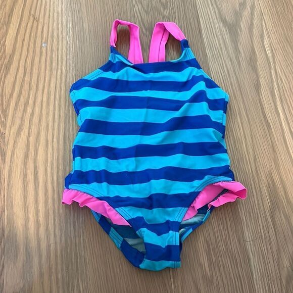 Children’s place Blue stripe one piece bathing suit 18-24M - Picture 1 of 3